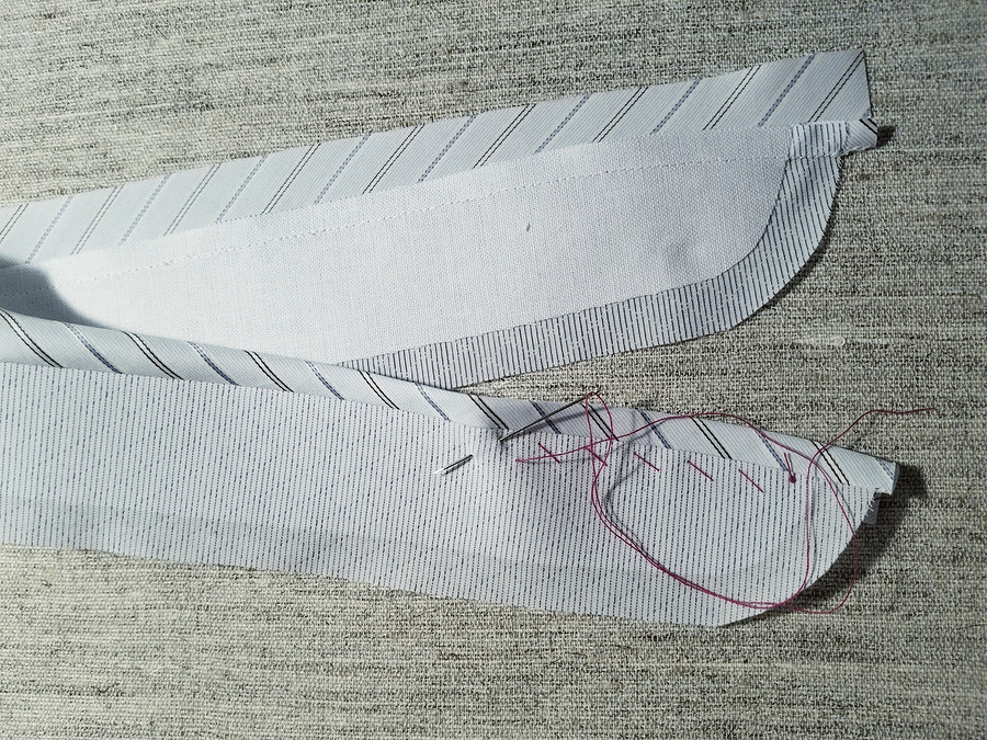 Обработка воротника мужской рубашки с кулисками для косточек