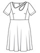 Платье с широкой юбкой №423 — выкройка из Burda. Мода для полных 1/2018