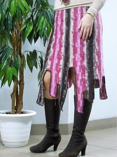 Зимняя экстравагантная юбка, выполненная крючком. Поперечное вязание. от Kholodova
