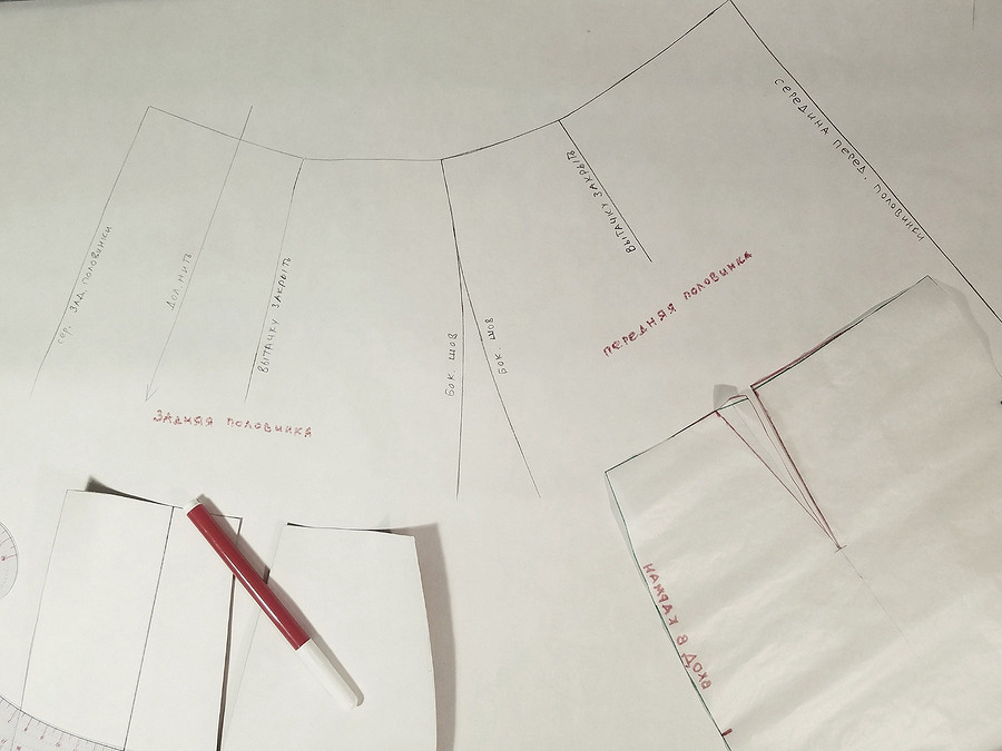 Баска: моделирование эффектной детали на основе выкройки платья-футляр