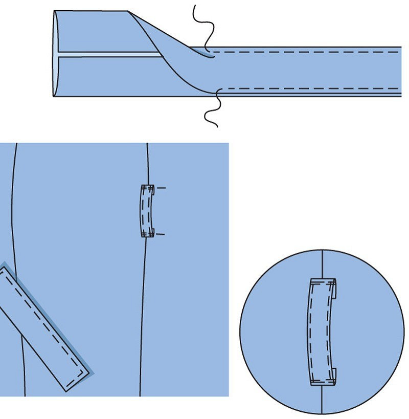 Как обработать завязывающийся пояс, погоны и шлёвки