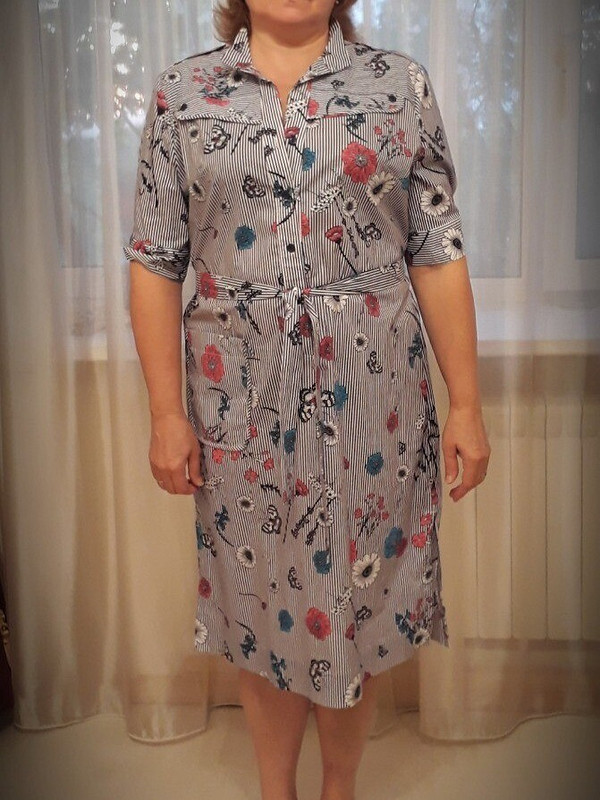 Платье рубашка в полоску с цветами от zavideika