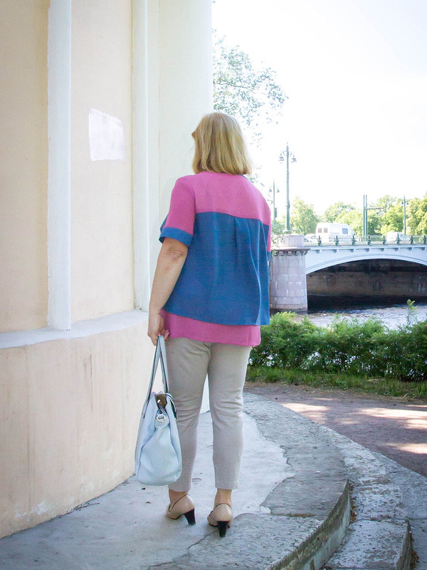 Оригинальная блуза для полных или еще немного розового))) от Елена  arvovna