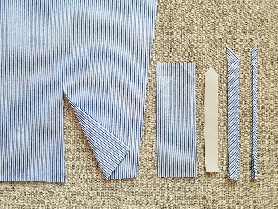 Обработка рукавов в мужской сорочке по итальянской технологии: планка разреза рукава 