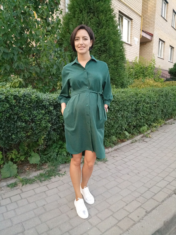 Зеленое платье-рубашка креп от AnFlame