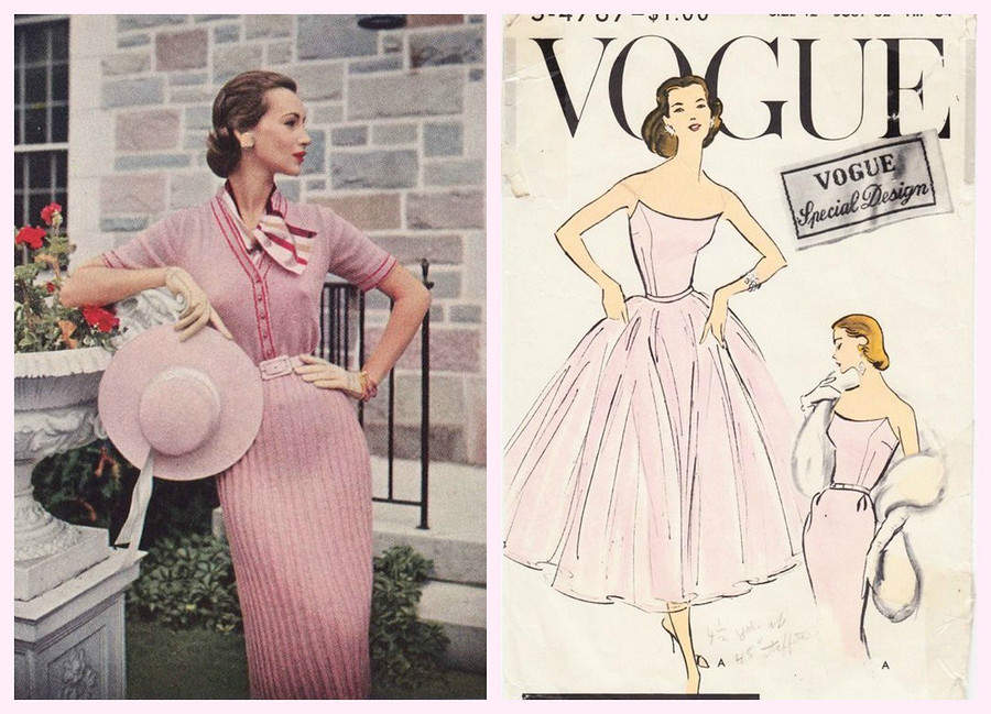 Как носили розовый цвет в 50-х?