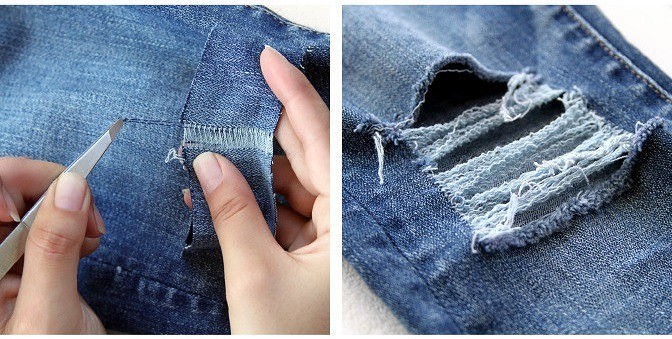Как сделать потертости на джинсах своими руками