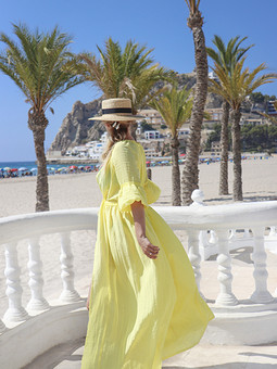 Желтое пляжное платье/накидка