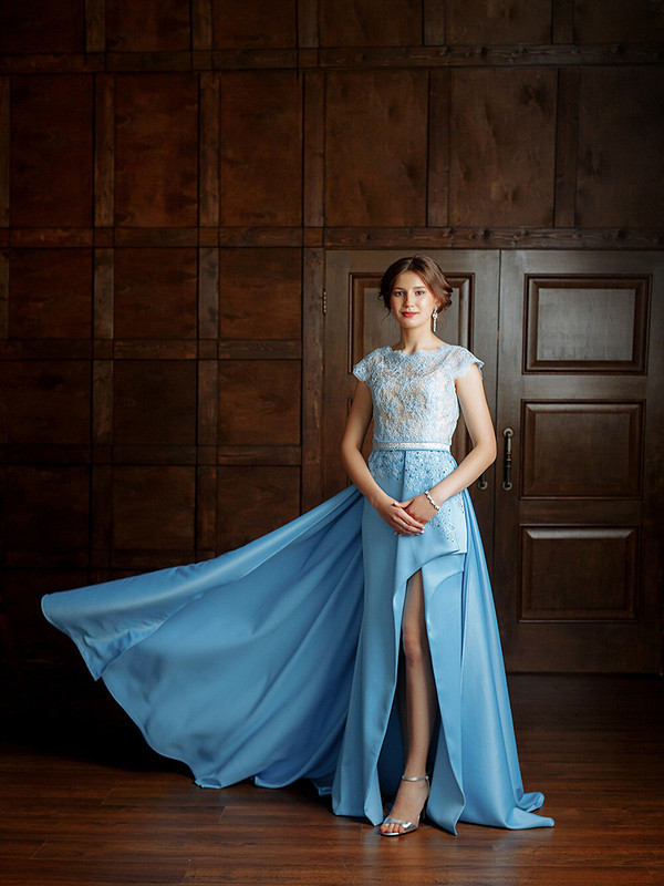 Голубое платье с ассиметричным подолом от olga-palet