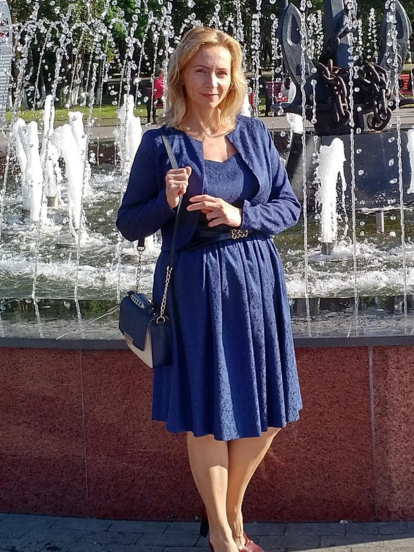 костюм из синего жаккарда от SvetlanaNaumova