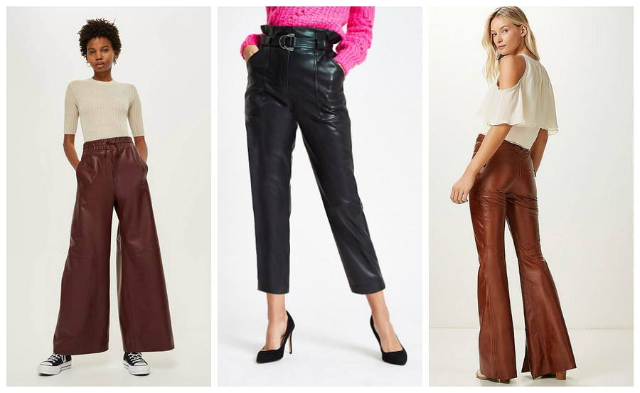 Тренд сезона: широкие кожаные брюки