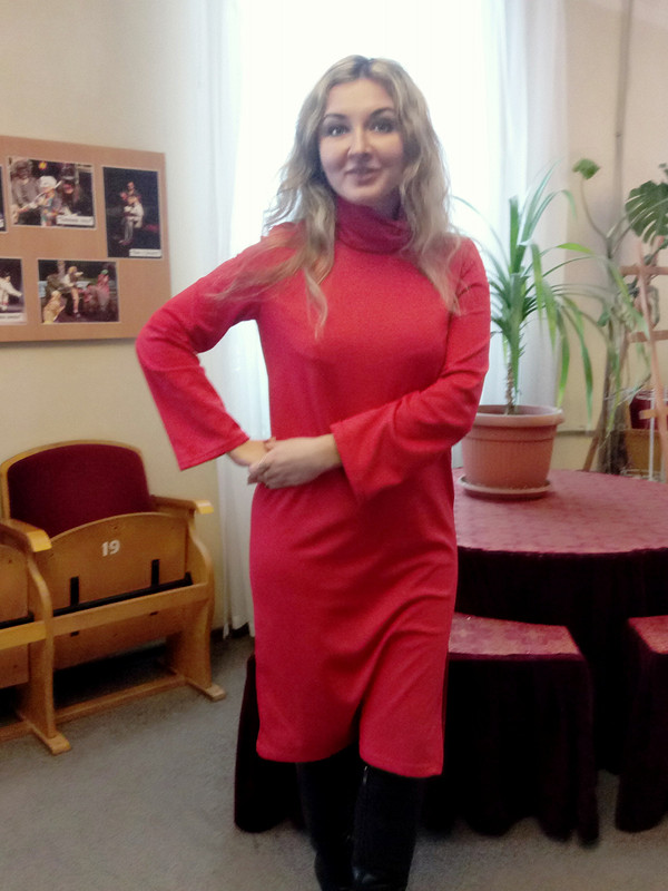 Красное уютное платье от Лямочка