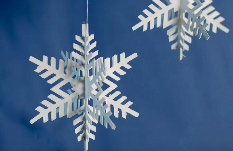 объемные 3D снежинки из бумаги