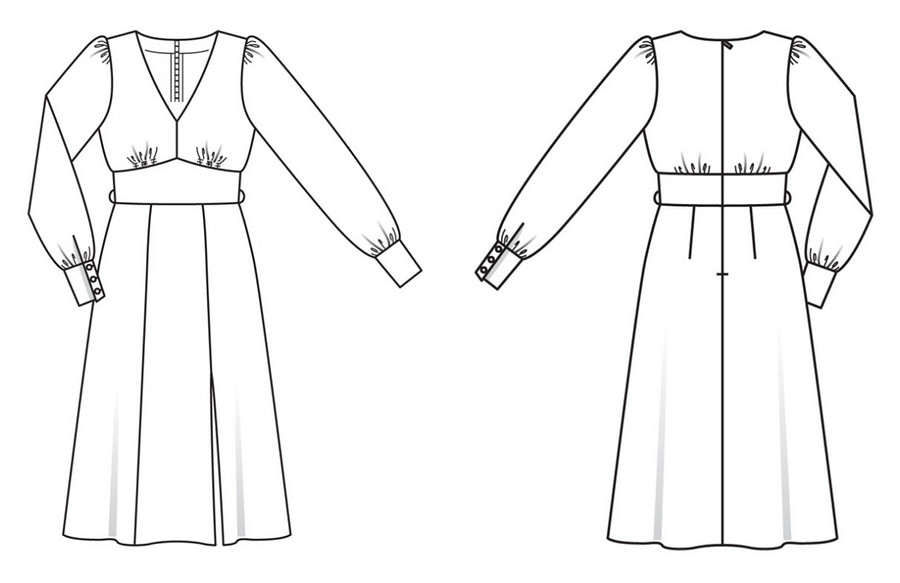 Выкройка месяца: струящееся платье с фигурным поясом 