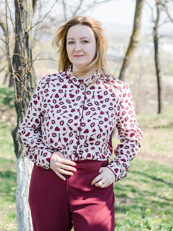 Блузка с кантом к бордовому костюму от Оксана Сыса СОК 