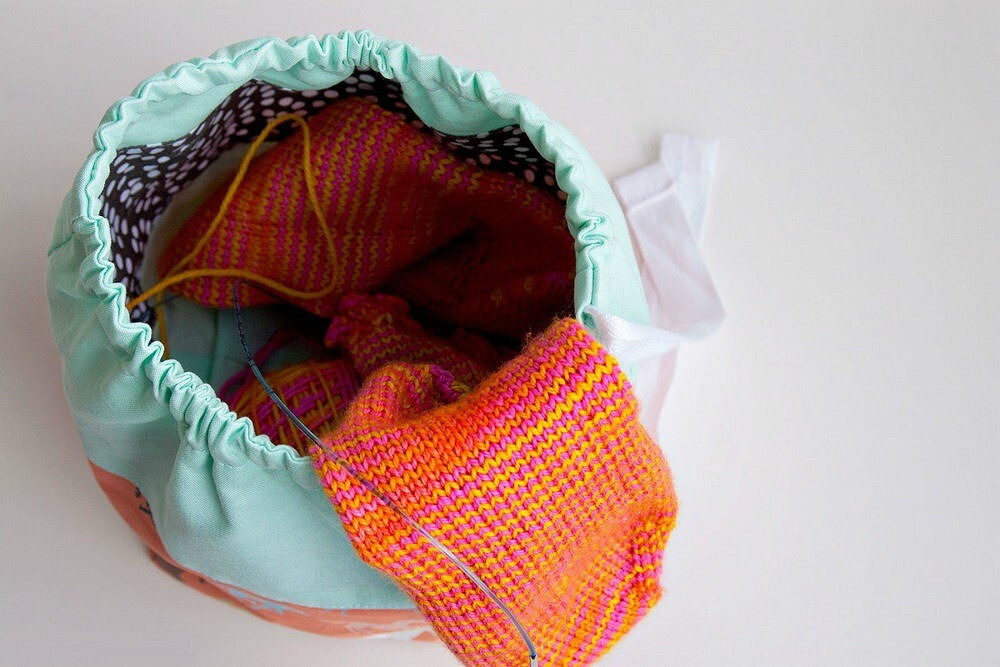 Сумочка-мешок с подкладкой для рукоделия: мастер-класс