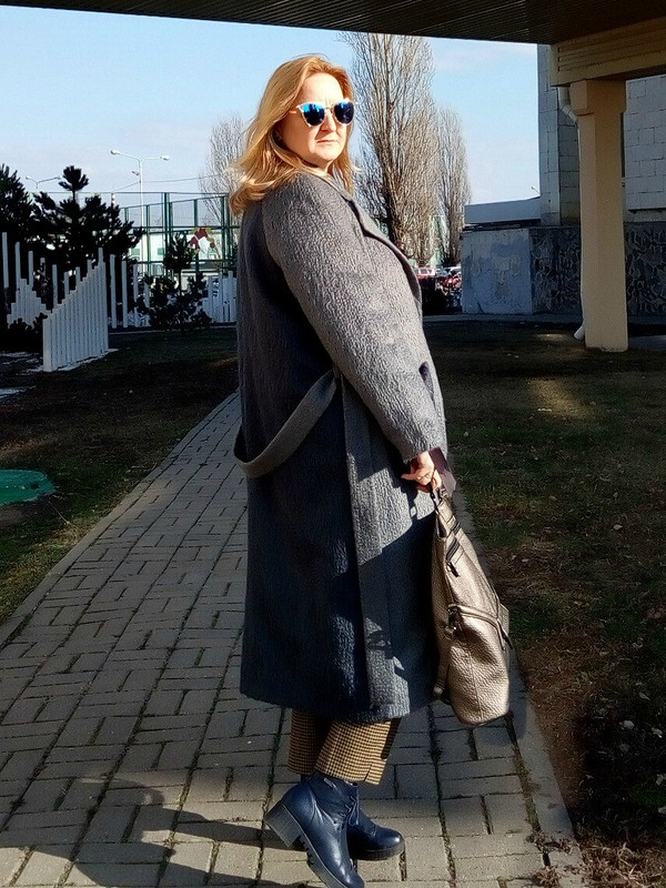 Пальто серое двухцветное от Оксана Сыса СОК 