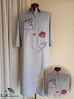 Работа с названием Платье-рубашка с вышивкой в стиле ARTline