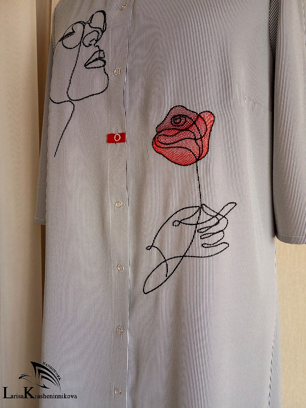 Платье-рубашка с вышивкой в стиле ARTline от Лариса Крашенинникова