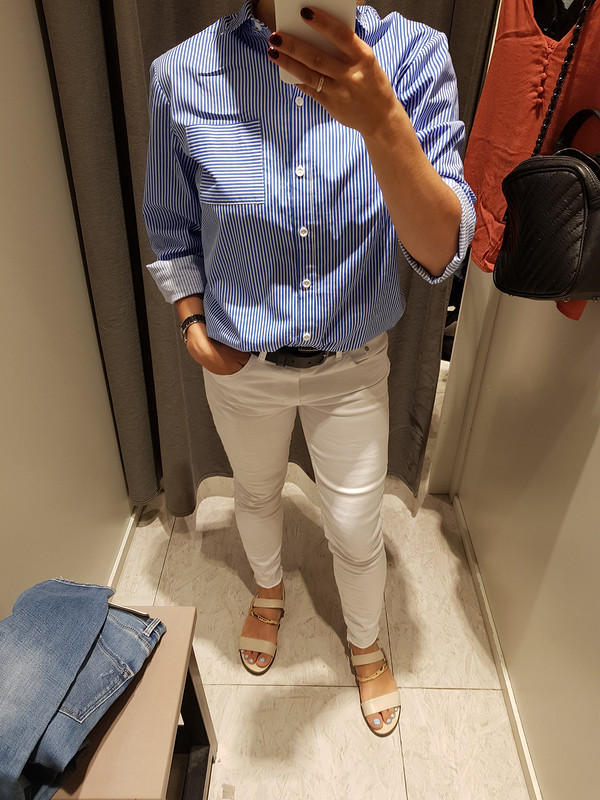 Рубашка в бело- голубую полоску от Alenaakrobat