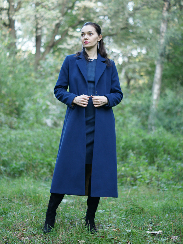 Синее пальто с золотым подкладом от OlesyaArt