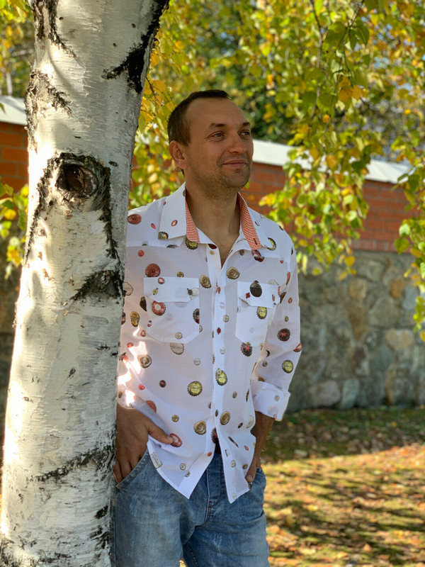 Мужская рубашка «Крышечки» от Маруся Лапенина