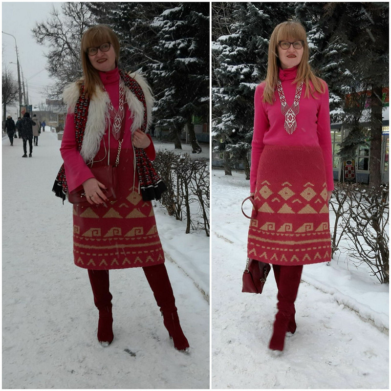 Комплект в этностиле: пуловер и юбка от Светлана Полушина