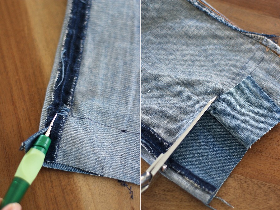 Как сделать бахрому на джинсах внизу в домашних условиях пошагово