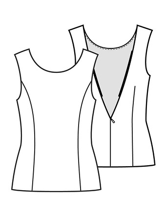 Технический рисунок блузки-топа с открытой спиной