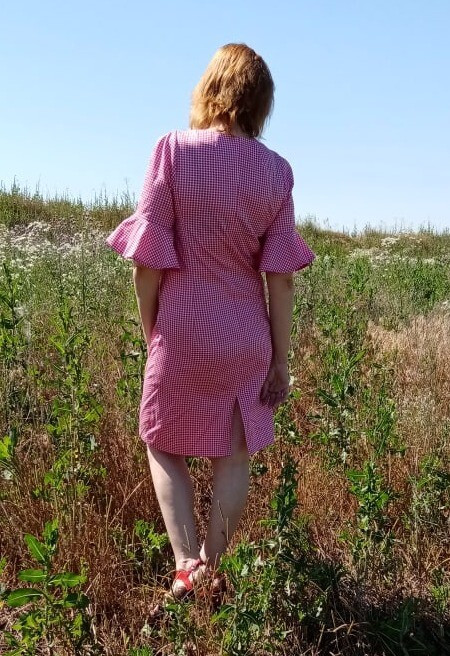 Платье «Клетка-виши, вишни, бабочки, цветы» от АленкаКр