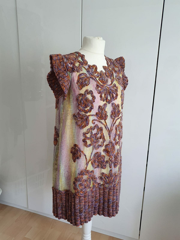 Платье с вышивкой и вязаными элементами от Анжелика   Ильина