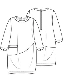 Технический рисунок платья-баллона для девочки