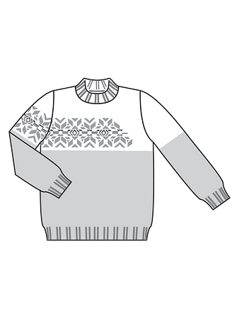 Технический рисунок вязаного пуловера