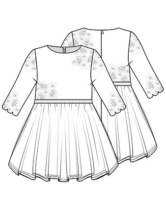 Технический рисунок платья для девочки
