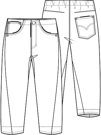 Технический рисунок джинсов для мальчика