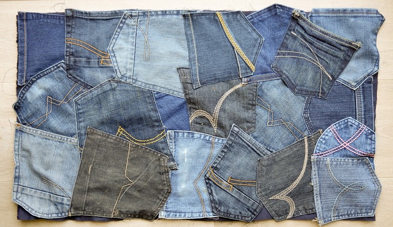 Идея: коврик из карманов старых джинсов