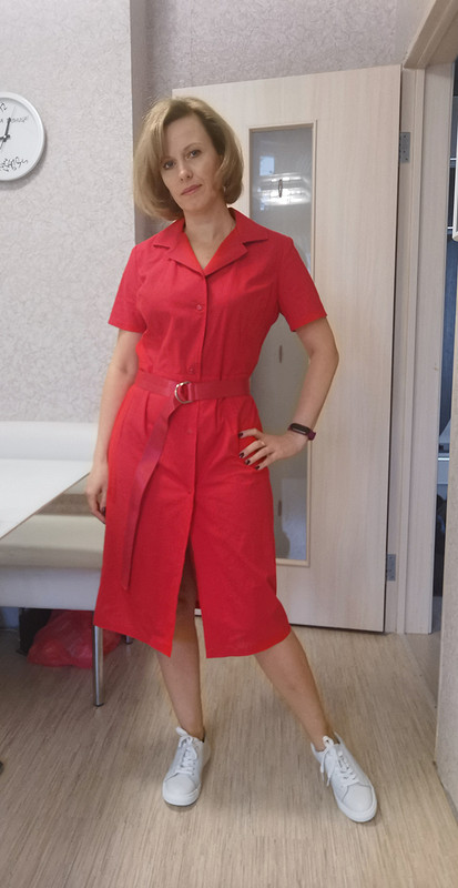 Красное платье-рубашка (Бурда 2/2001) от LenokA