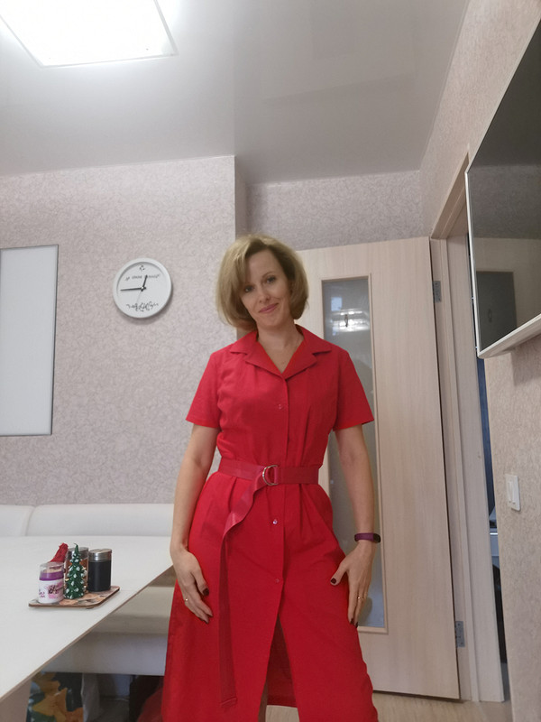Красное платье-рубашка (Бурда 2/2001) от LenokA