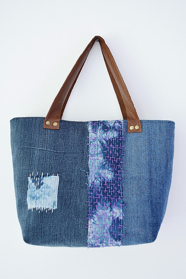 Идея: джинсовая сумка с вышивкой в духе сашико