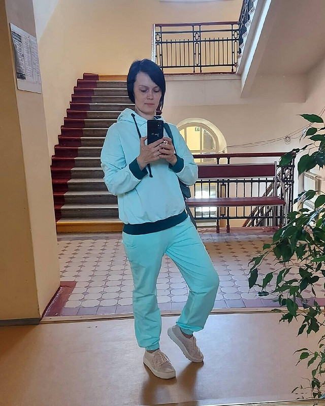 Трикотажный костюм цвета Тиффани от Katherina_Belyaeva