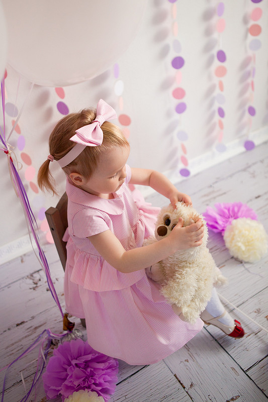 Детское розовое платье в полоску от Asami