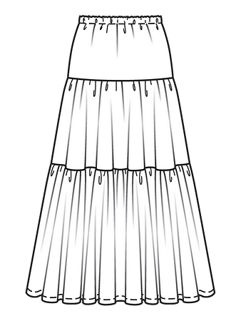 Технический рисунок юбки вид сзади