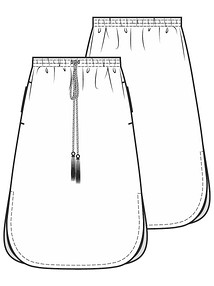 Технический рисунок юбки из шитья