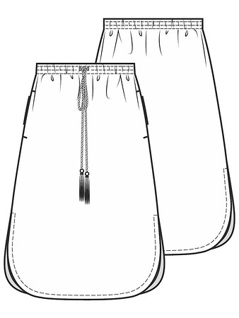 Технический рисунок юбки из шитья
