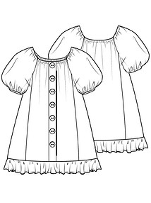Технический рисунок платья из шитья для девочки