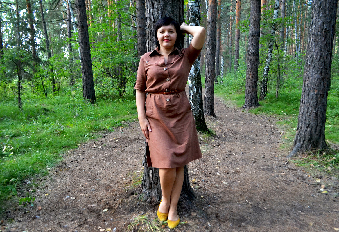Терракотовое льняное платье от Любаева Светлана