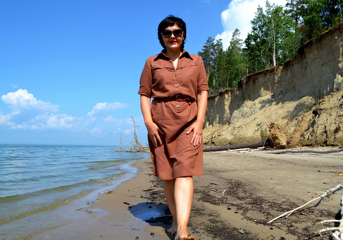 Терракотовое льняное платье от Любаева Светлана