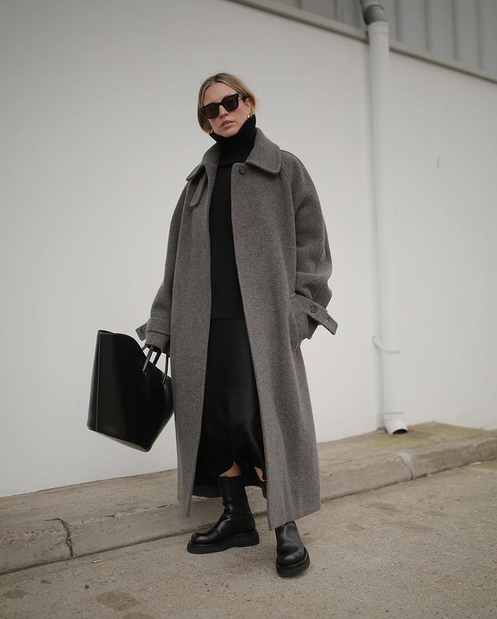 С чем носить черное пальто - женское длинное, короткое пальто