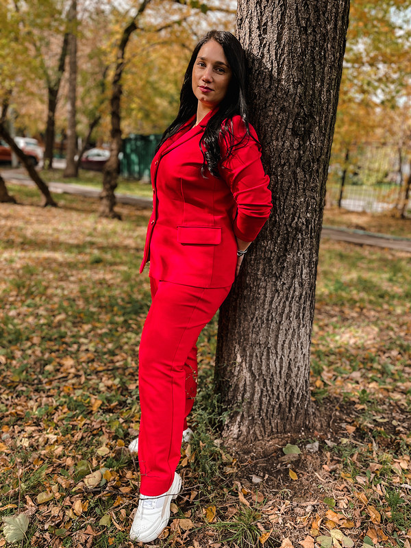 Красный костюм: жакет и брюки от shemyreva_yulia