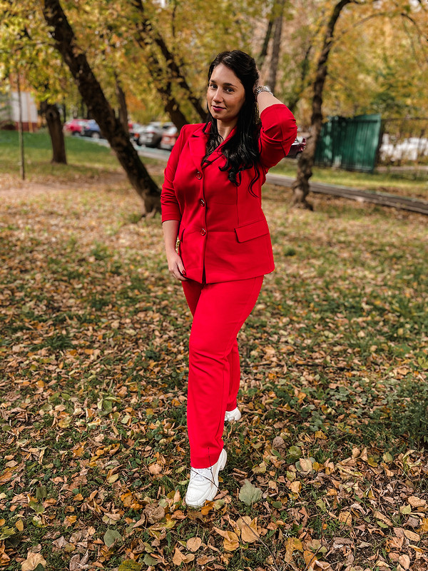 Красный костюм: жакет и брюки от shemyreva_yulia